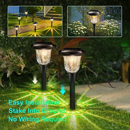 Bright Solar Pathway Lights 8 Pack, Outdoor Solar Lights for Yard Color Changing/Warm White, Waterproof Solar Powered Garden Landscape Path Lights Decorative for Walkway Lawn Driveway Backyard