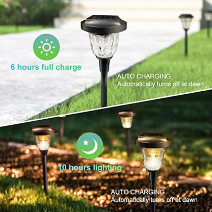 Bright Solar Pathway Lights 8 Pack, Outdoor Solar Lights for Yard Color Changing/Warm White, Waterproof Solar Powered Garden Landscape Path Lights Decorative for Walkway Lawn Driveway Backyard