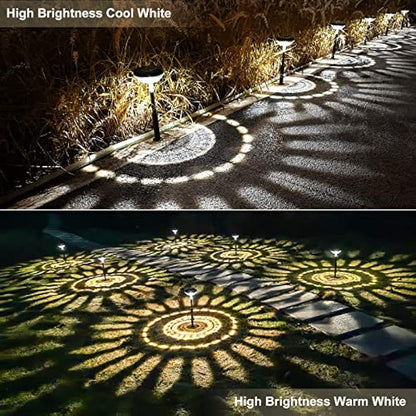 Bright Solar Pathway Lights 8 Pack,Warm White+Cool White LED Outdoor IP67 Waterproof Path Lights,Solar Powered Garden Lights for Walkway Yard Backyard Lawn Landscape Lighting Decor