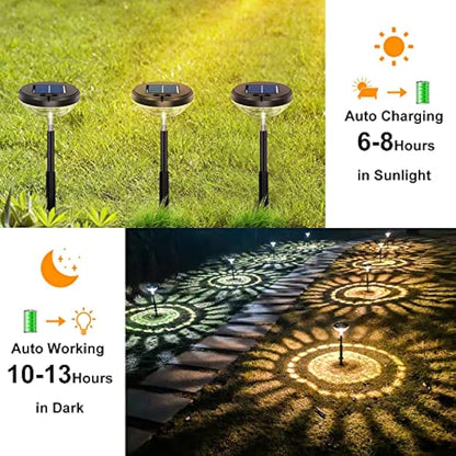 Bright Solar Pathway Lights 8 Pack,Warm White+Cool White LED Outdoor IP67 Waterproof Path Lights,Solar Powered Garden Lights for Walkway Yard Backyard Lawn Landscape Lighting Decor