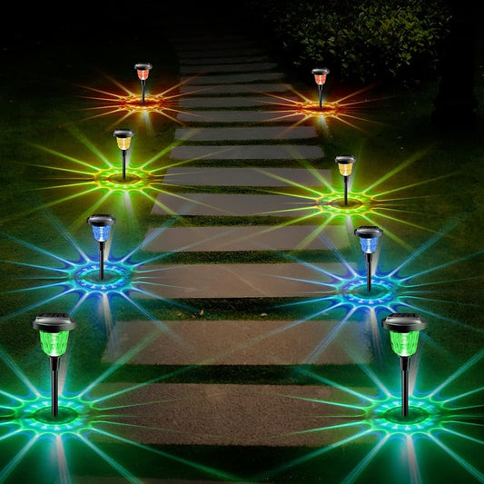 Bright Solar Pathway Lights 8 Pack, Outdoor Solar Lights for Yard Color Changing/Warm White, Waterproof Solar Powered Garden Landscape Path Lights Decorative for Walkway Lawn Driveway Backyard