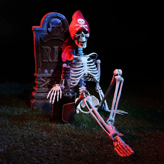 Sizonjoy 35" Posable Halloween Skeleton, Full Body Joints Plastic Skeleton with Movable/Posable Joints,Perfect for Halloween Haunted House Props Decorations Outdoor